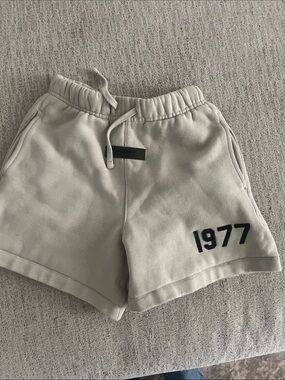 Essentials Light Gray Drawstring Lounge Shorts